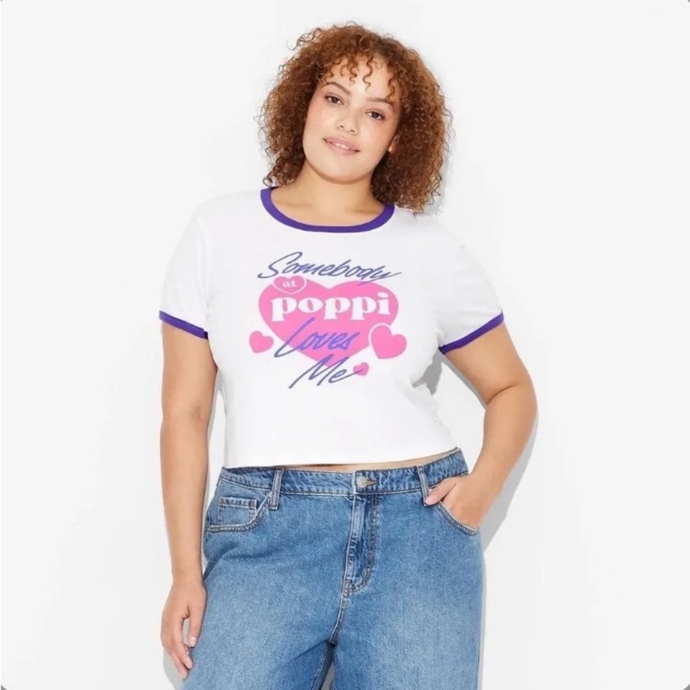 Adult 3X - Poppi I’m Loved Ribbed Short Sleeve Graphic T-Shirt - Crew Neck